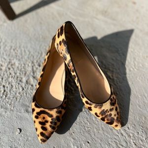 Jcrew pointed ballet fat shoes animal print size 7 leather